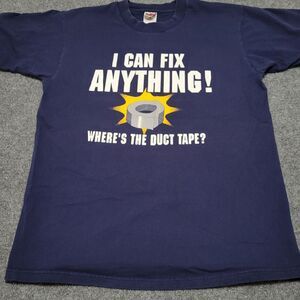 Vintage Duct Tape Shirt I Can‎ Fix Anything! Navy Men's L Fruit of the Loom